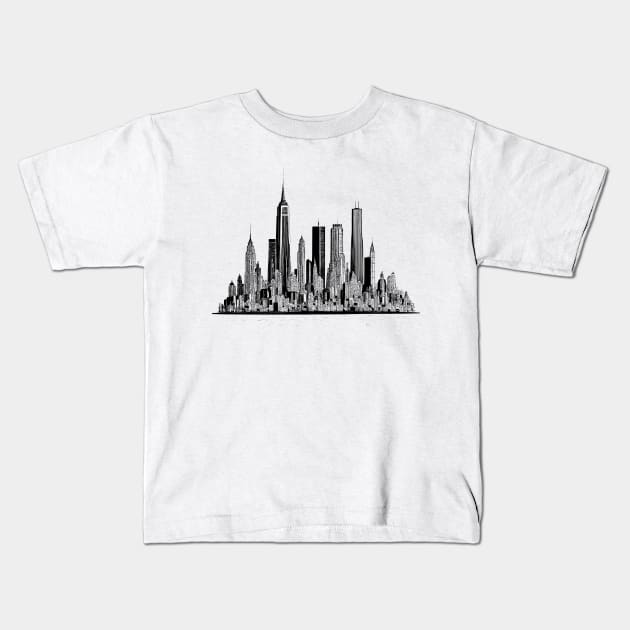 New York Cityscape Kids T-Shirt by HappyDigital